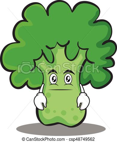 389x470 Neutral Face Broccoli Chracter Cartoon Style Vector Clip Art