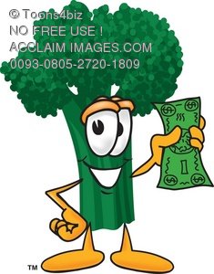 235x300 Stock Clipart Illustration Of A Cartoon Broccoli Holding Money