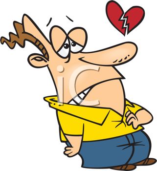 321x350 Cartoon Of A Lovesick Man With A Broken Heart