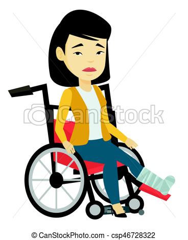 368x470 Woman With Broken Leg Sitting In Wheelchair. Woman With Leg