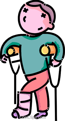260x480 Boy With A Broken Leg Royalty Free Vector Clip Art Illustration