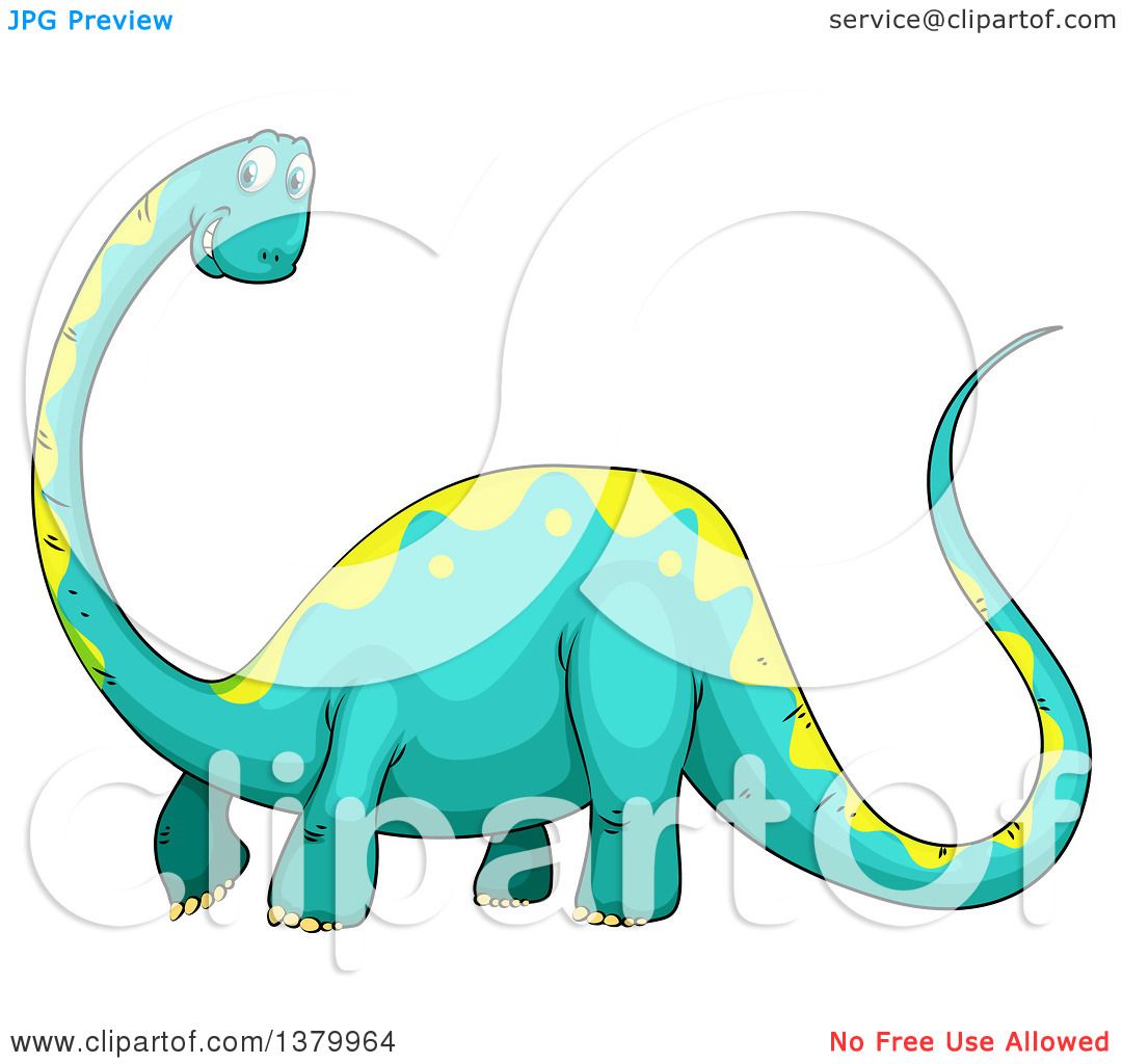 1080x1024 Clipart Of A Happy Turquoise And Yellow Brontosaurus Dinosaur
