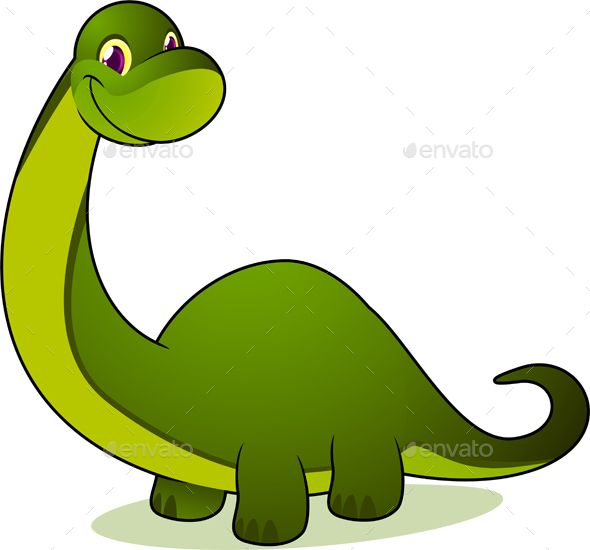 590x550 Friendly Cartoon Brontosaurus Cartoon, Illustrations And Font Logo