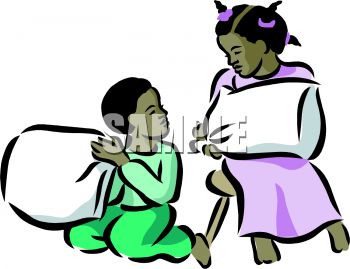 350x269 Royalty Free Clipart Image Brother And Sister Having A Pillow Fight