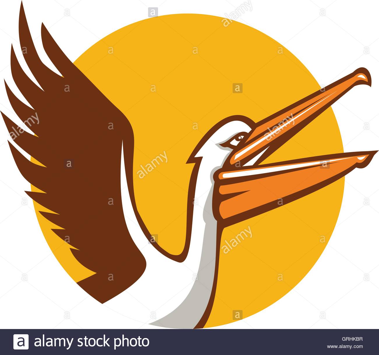 1300x1216 Pelican Flying Up Circle Retro Stock Vector Art Amp Illustration