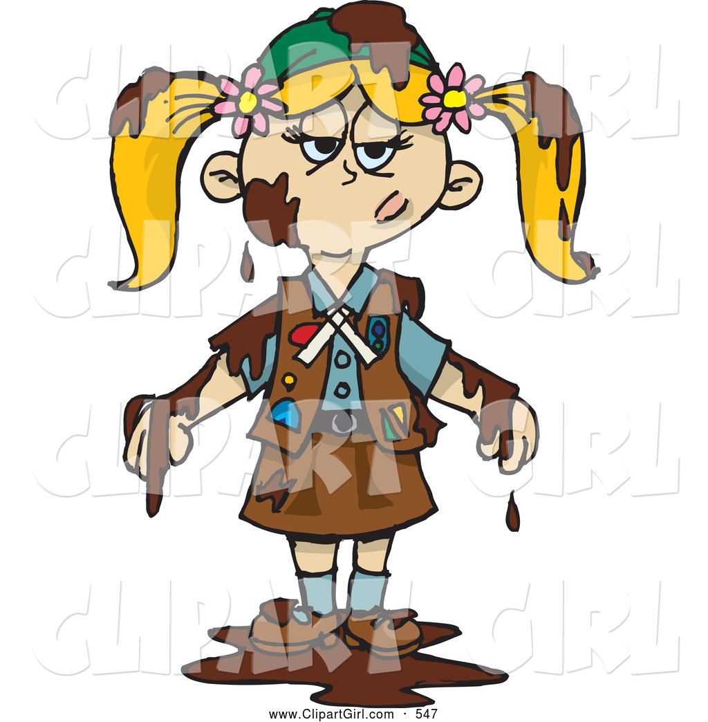 1024x1044 Clip Art Of A Grumpy Blond Girl Scout Covered In Mud Or Chocolate
