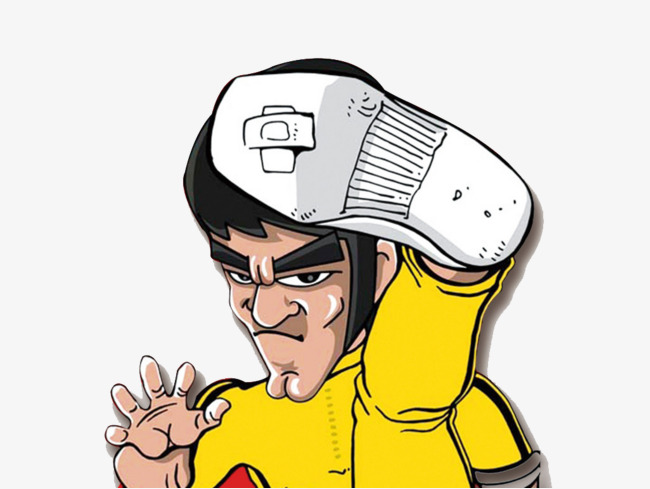 650x489 Bruce Lee High Kick Cartoon Shape, Bruce Lee, High Kick, Cartoon