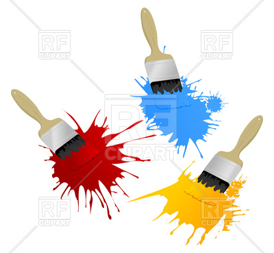 400x369 Painting Brushes Leave Blots Royalty Free Vector Clip Art Image