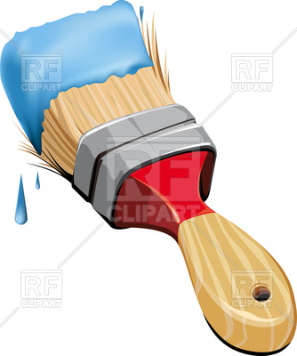 334x400 Rough Wide Paint Brush With Blue Paint On Bristles Royalty Free
