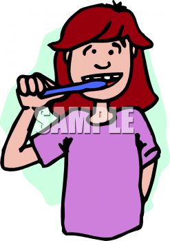 247x350 Red Haired Girl Brushing Her Teeth