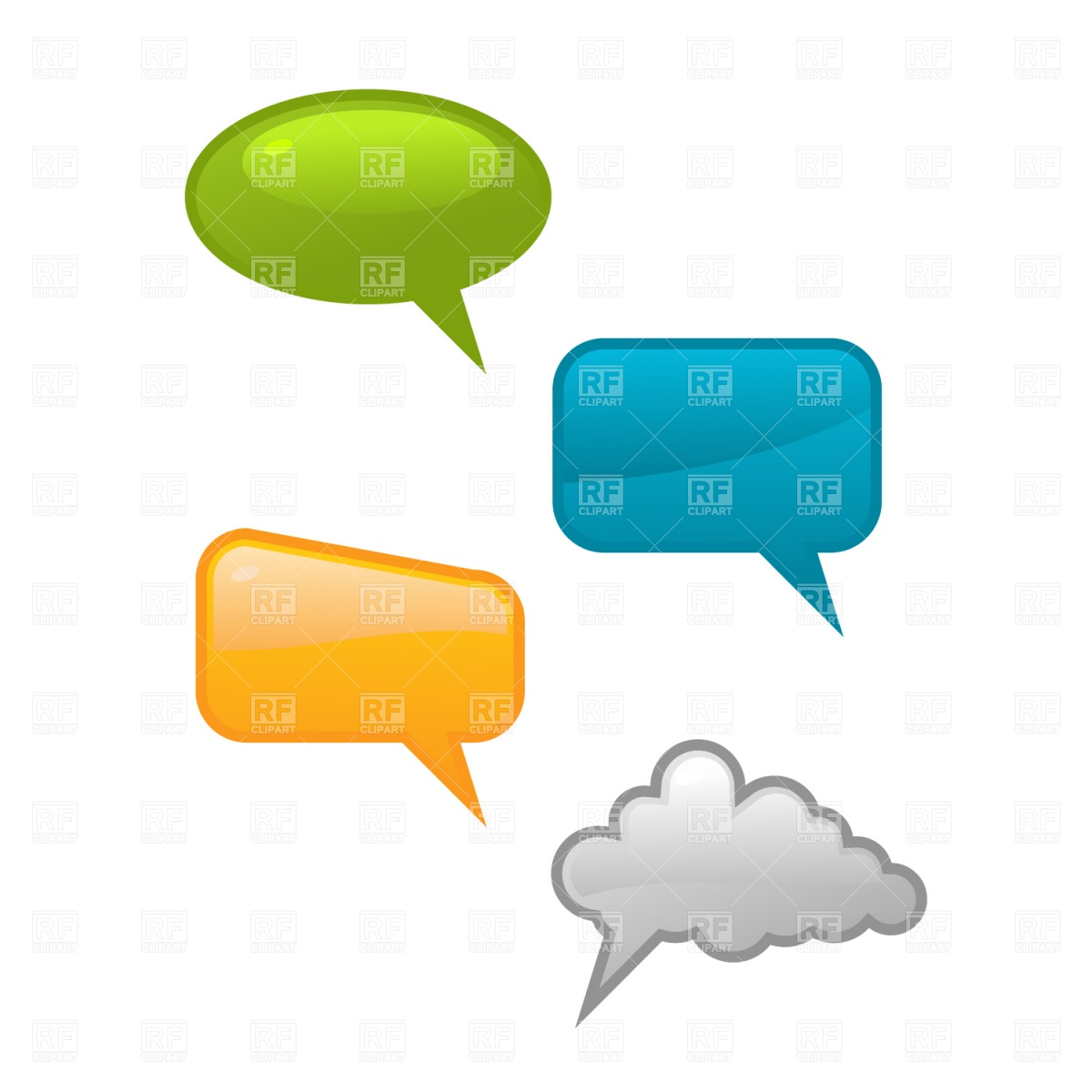 1200x1200 Glossy Speech Bubble Icons Royalty Free Vector Clip Art Image