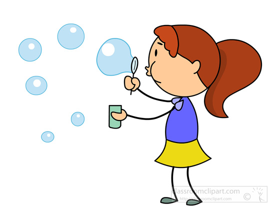 550x420 Girl Bubble Blowing Clipart