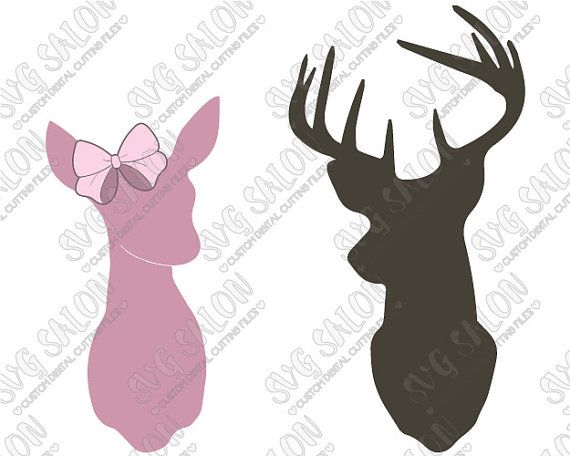 570x456 Doe And Buck Deer Silhouette Cutting File Clipart Set In Svg