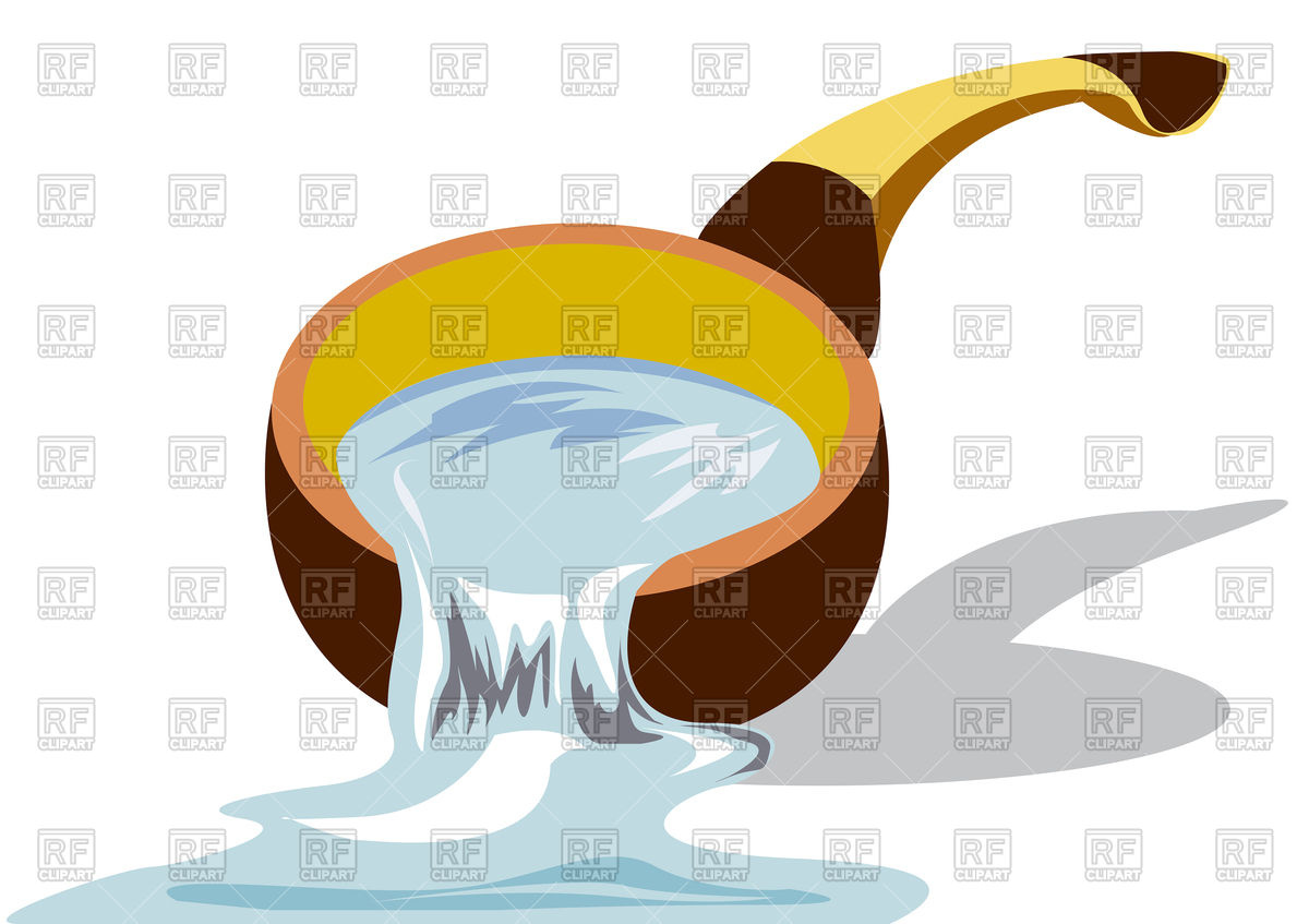 1200x847 Wooden Bucket From Which The Water Pours Royalty Free Vector Clip