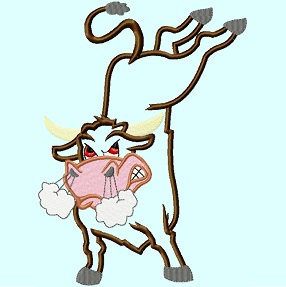 286x287 Rodeo Bucking Bull Applique Embroidery Designs Instant Download