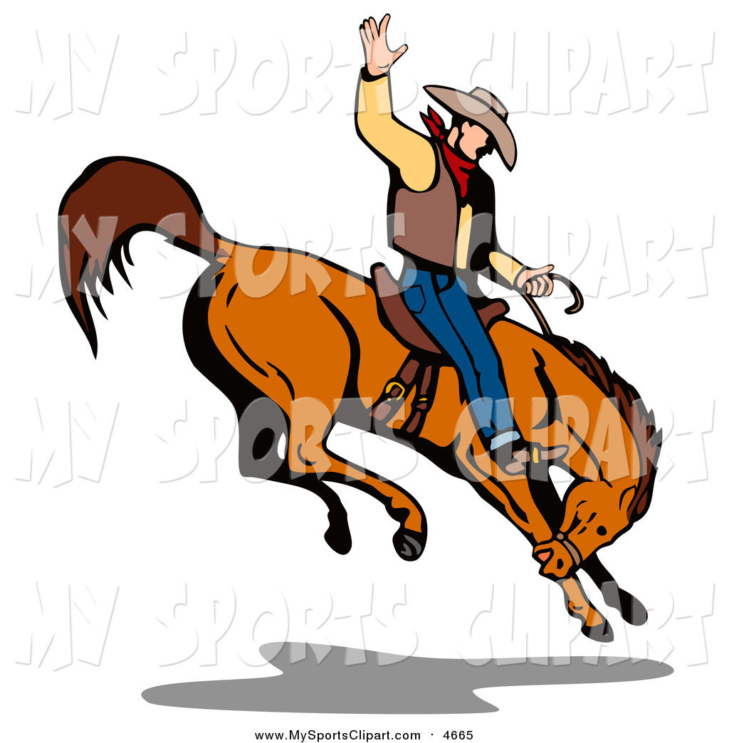1024x1044 Sports Clip Art Of A Cartoon Rodeo Cowboy Riding A Horse By