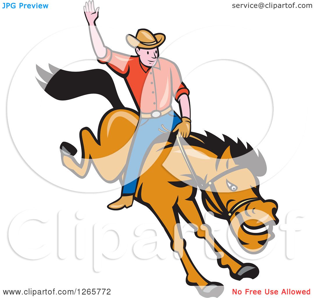 1080x1024 Clipart Of A Cartoon Male Rodeo Cowboy On A Bucking Horse