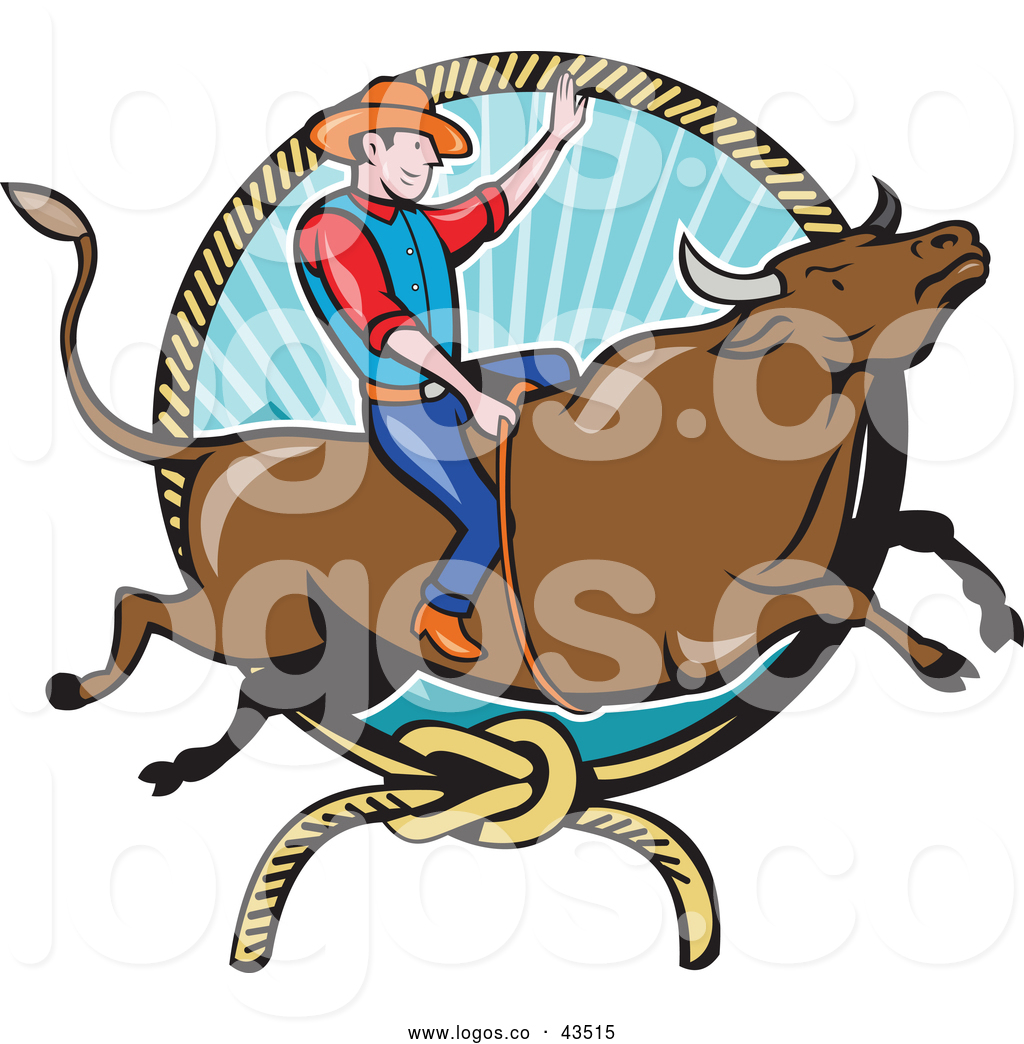 1024x1044 Logo Of A Rodeo Cowboy Man On A Bucking Steer Bull By Patrimonio