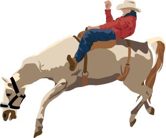 340x284 Vibrant Rodeo Clipart Of A Black And White Cowboy On Bucking Horse