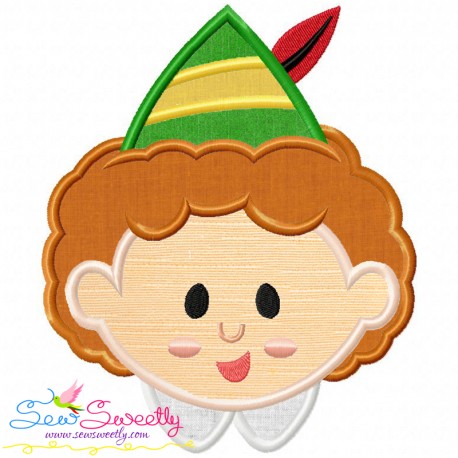 458x458 Buddy Elf Head Applique Embroidery Design For Christmas And Holidays