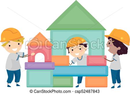 450x327 Stickman Kids Building Blocks Illustration. Illustration Of Eps