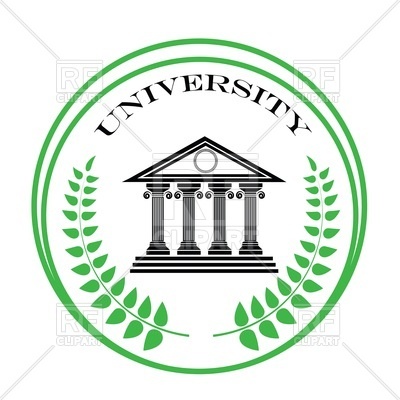 400x400 Round University Emblem With Ancient Greek Building And Palm