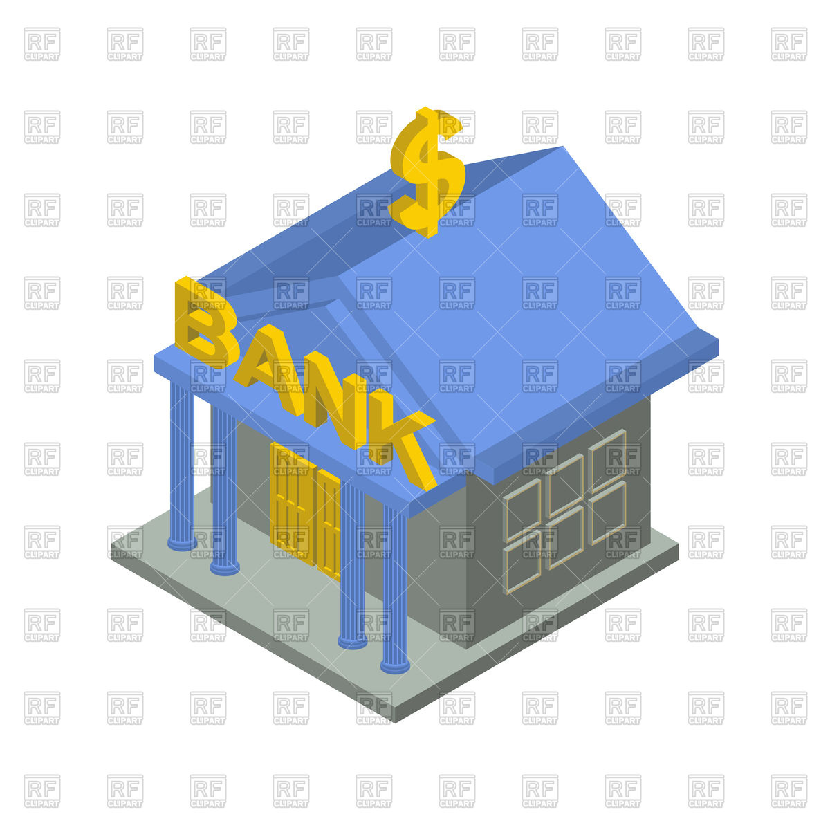 1200x1200 Bank Building Isometric Royalty Free Vector Clip Art Image