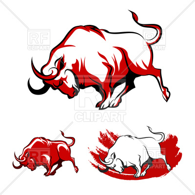 400x400 Fighting Bull Emblem Set Royalty Free Vector Clip Art Image