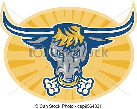 450x361 Angry Texas Longhorn Bull Head Front. Illustration Of An Vector