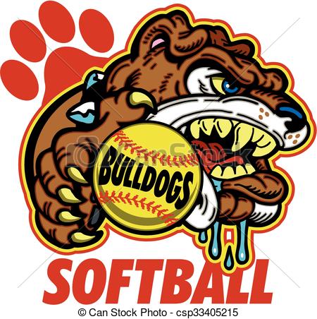 450x452 Bulldog Softball Team Design With Mascot For School, College