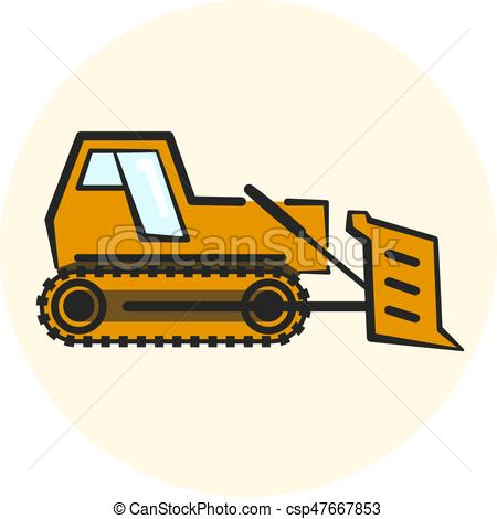 450x470 Colorful Outline Earth Mover Icon, Yellow Bulldozer Icon