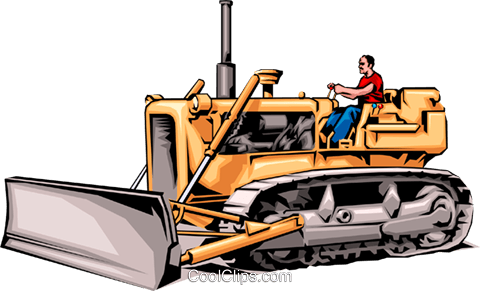 480x291 Man Driving Bulldozer Royalty Free Vector Clip Art Illustration