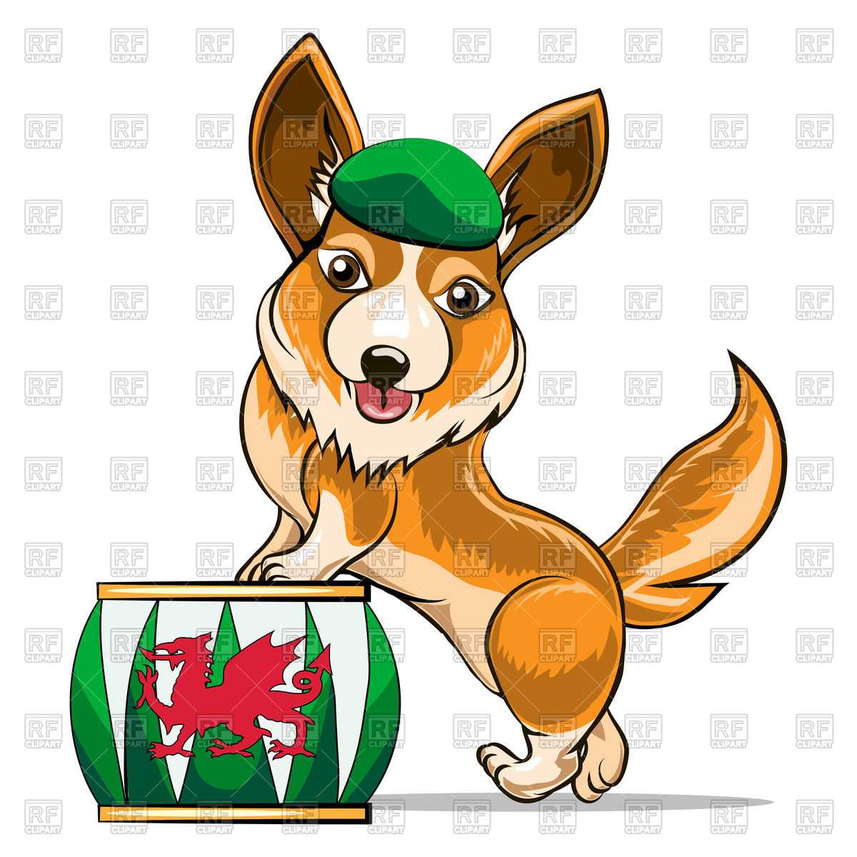 1200x1200 Corgi Dog With Stand In Cartoon Style Royalty Free Vector Clip Art