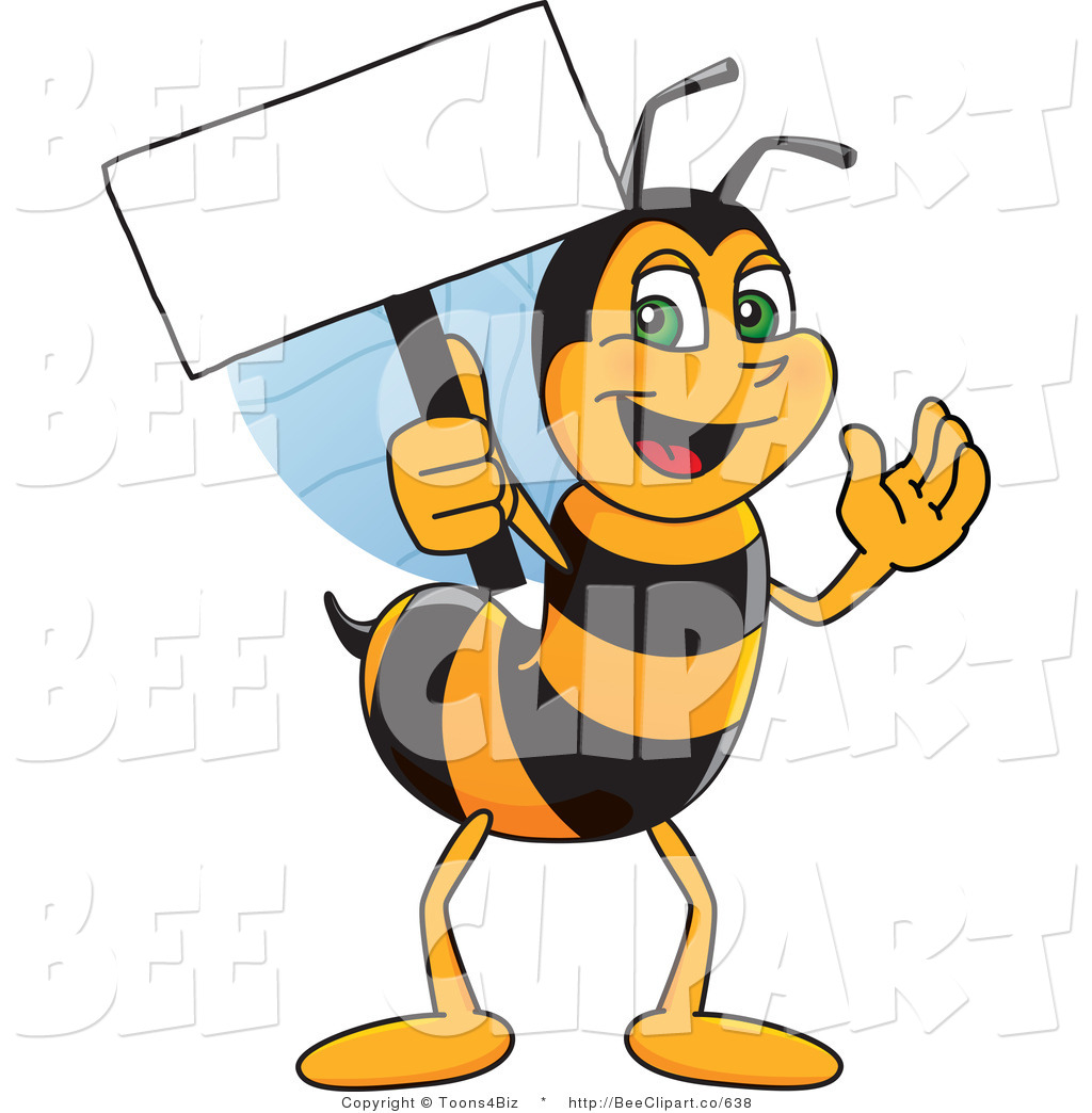 1024x1044 Clip Art Of A Worker Bumble Bee Character Mascot Holding A Small