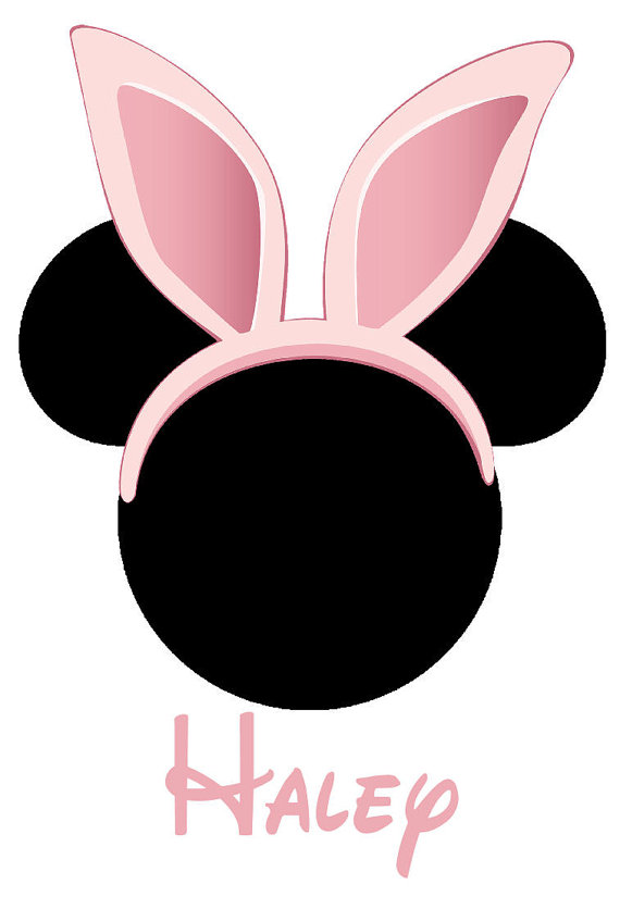570x836 Mickey Mouse Head With Easter Bunny Ears Pink Digital Iron