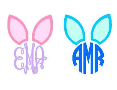 405x312 Monogram Easter Bunny Ears Instant Download Cut File