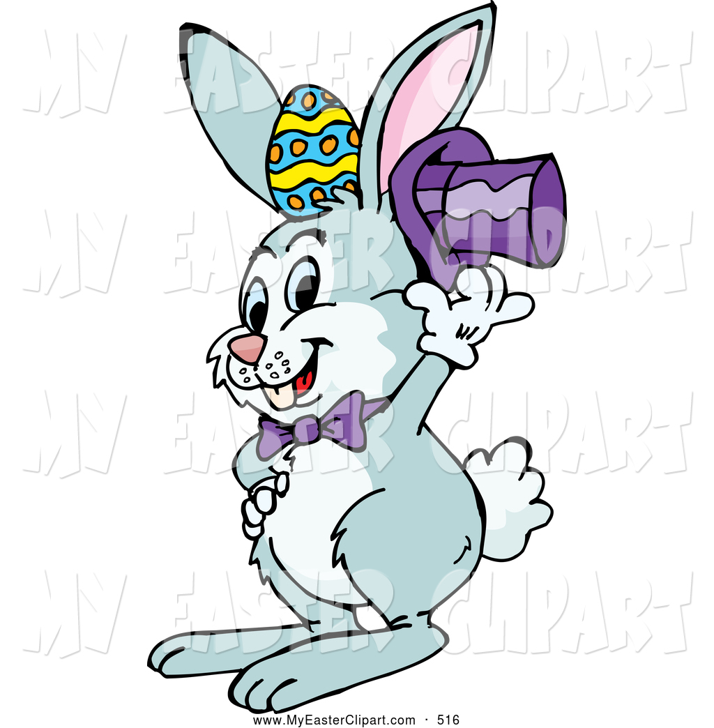 1024x1044 Clip Art Of A Cute Bunny Lifting His Hat To Display An Easter Egg