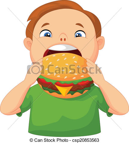 422x470 Vector Illustration Of Boy Cartoon Eating Burger Clip Art Vector