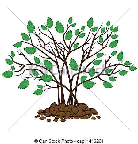 450x470 Bush With Leaves In The Soil, Vector Illustration Clip Art Vector