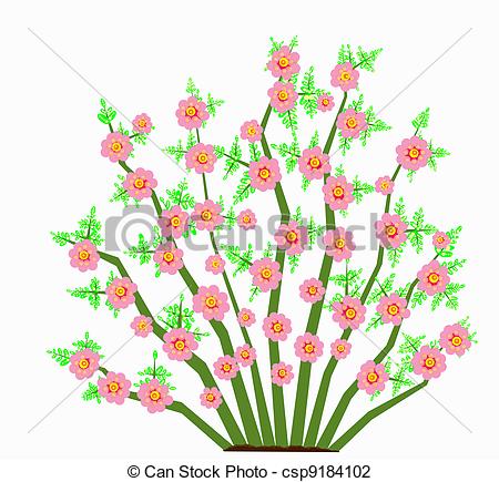 450x435 Painted Abstract Illustration Of A Spring Flowering Bush Clip