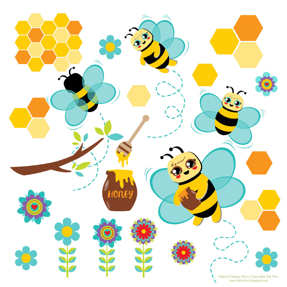 1000x1000 Busy Bee Clipart Honey Bee Digital Printable Clip Art. Bumble Bees