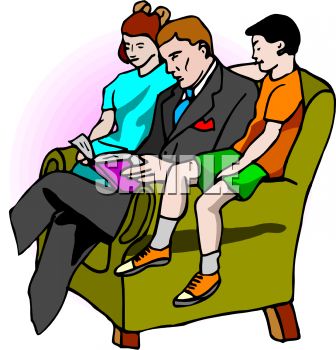 336x350 Royalty Free Clip Art Image Busy Businessman Reading To His Children