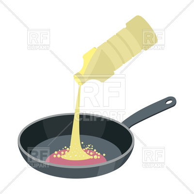 400x400 Frying Pan With Butter Isolated Royalty Free Vector Clip Art Image