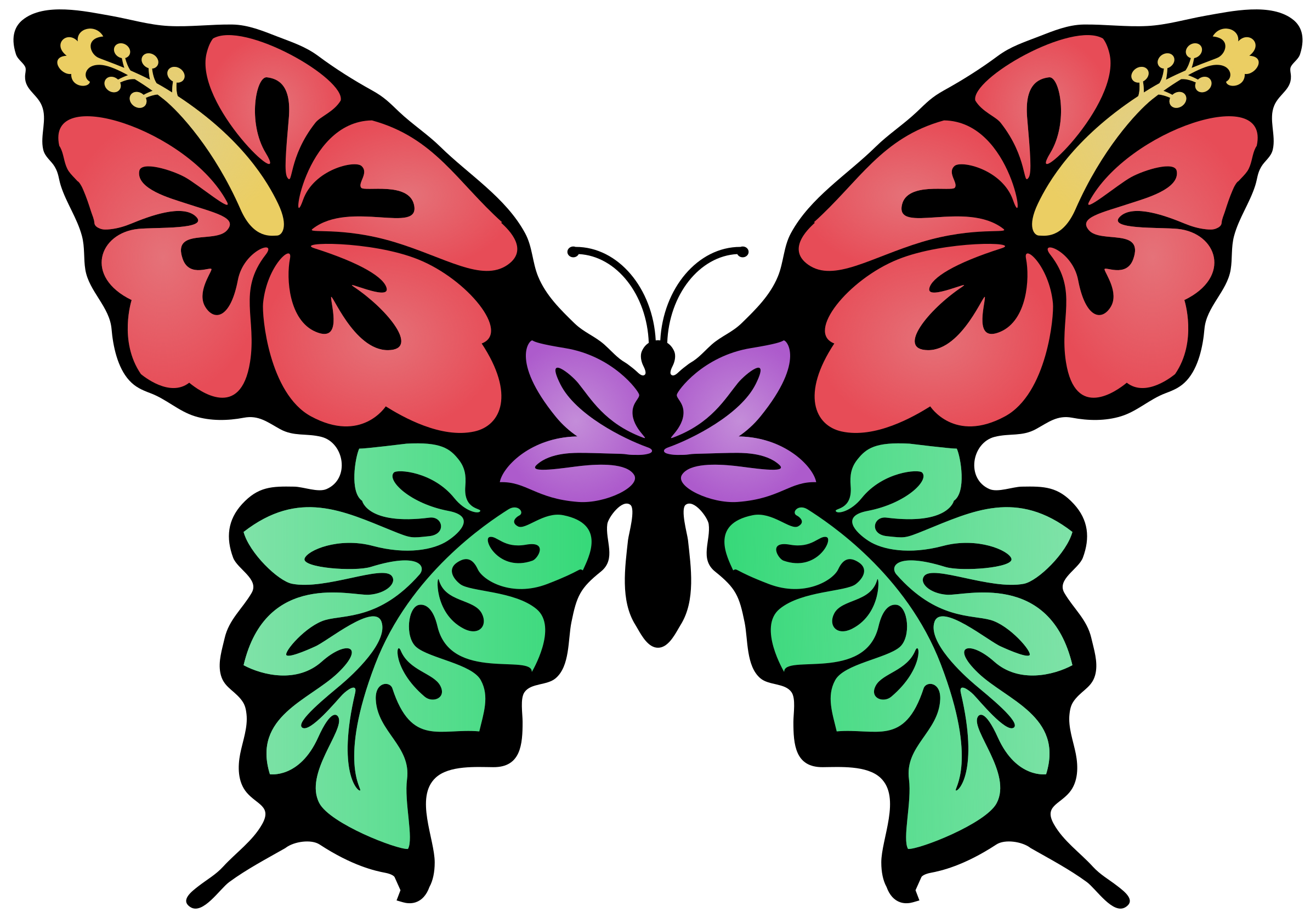 2400x1675 Butterfly Flower Colour Icons Png