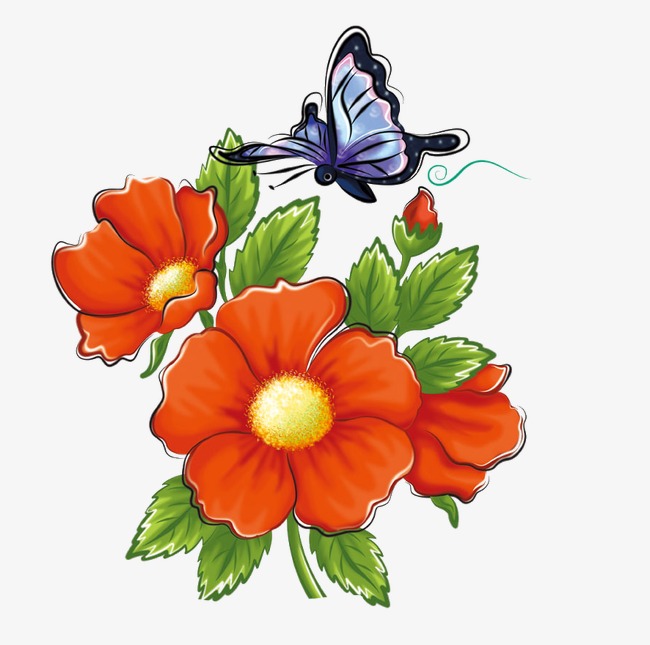650x645 Flowers And Butterflies, Flowers, Butterfly, Flowers Clipart Png