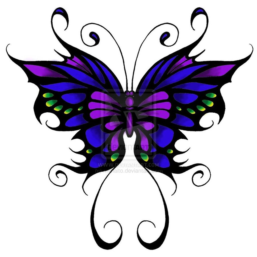 893x894 Colorful Butterfly Tattoo Design By Myra Naito