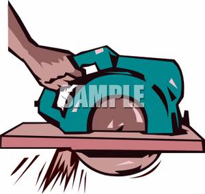 300x284 Royalty Free Clipart Image A Hand Holding A Buzz Saw