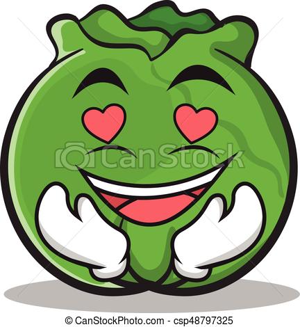 432x470 In Love Cabbage Cartoon Character Style Vector Illustration Vector
