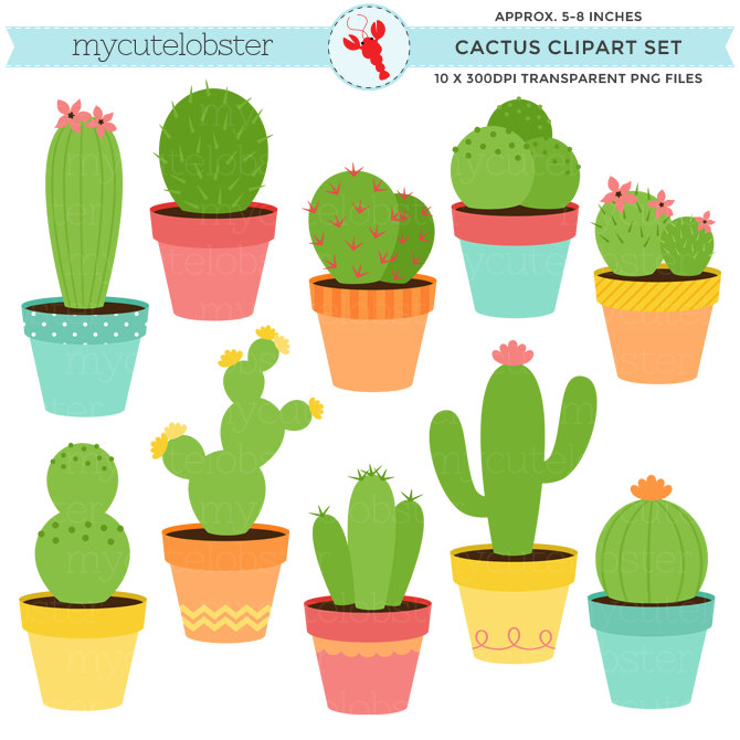 670x670 Cactus Clipart Set Clip Art Set Of Cactus Cacti Cactuses