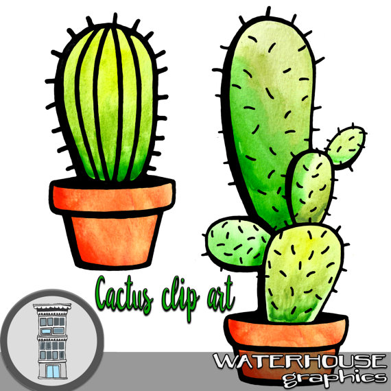 570x570 Digital Cacti Clipart Watercolor Black Transparent Pngs